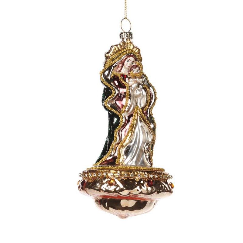 MOTHER MARY AND INFANT JESUS - CHRISTMAS TREE DECORATION - GLASS