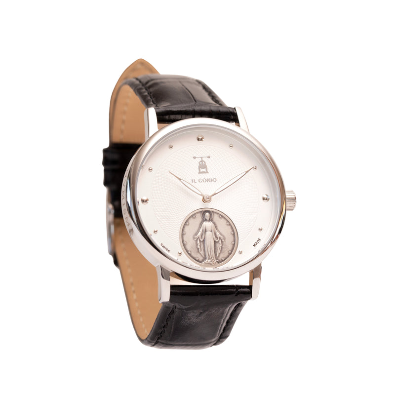 MIRACULOUS MEDAL WATCH - SILVER - LEATHER