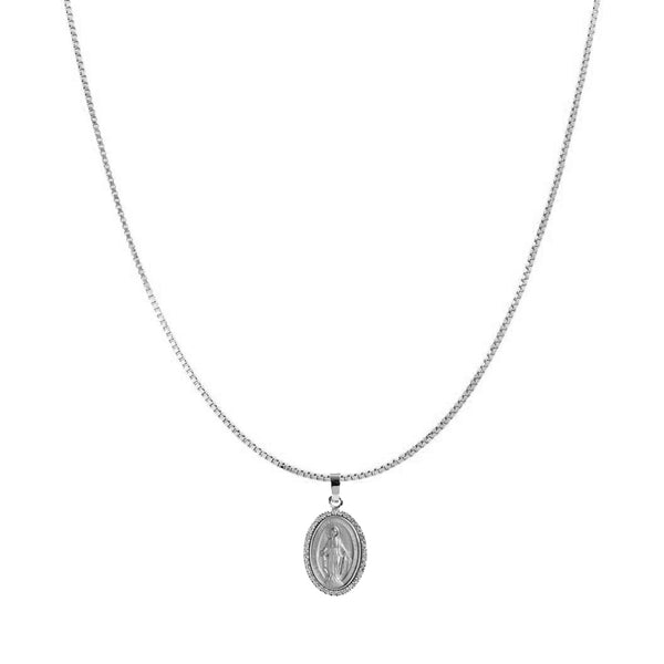 White gold and diamonds Miraculous medal set