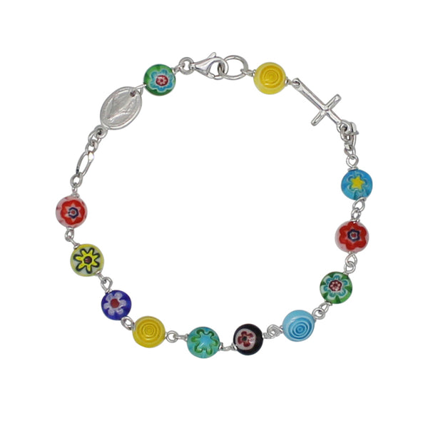 Sterling silver rosary bracelet with Murano glass beads