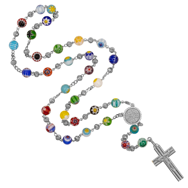 Murano glass beads rosary sterling silver