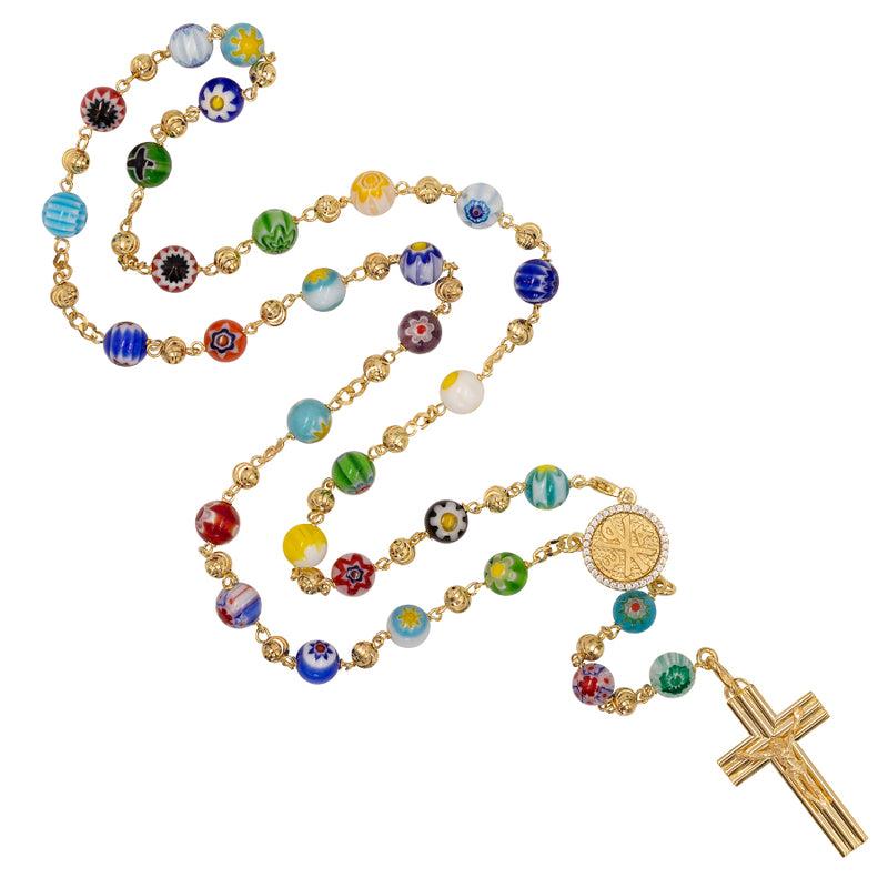 Murano glass beads rosary vermeil silver
