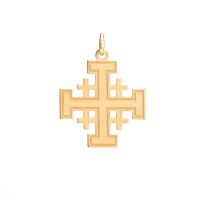 golden silver Jerusalem cross pendant