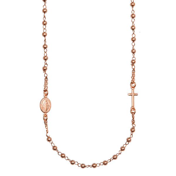 18k Rose gold Miraculous and cross necklace