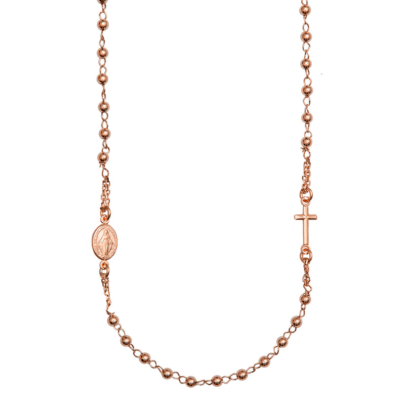 18k Rose gold Miraculous and cross necklace