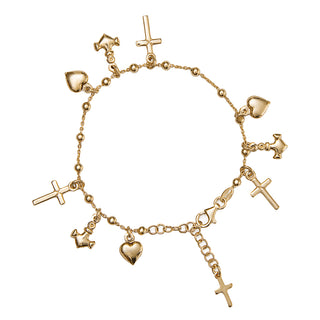 Faith hope and charity vermeil silver bracelet