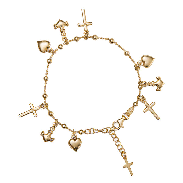 Faith hope and charity vermeil silver bracelet
