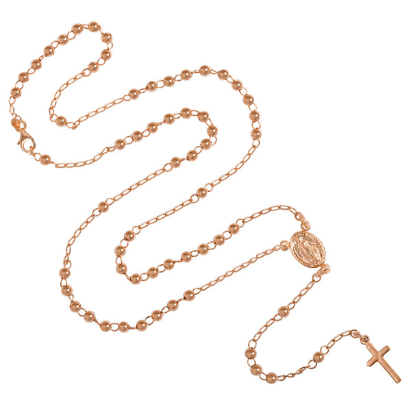 14k trio-color Gold Rosary Necklace Ladies Chain Cross Pendant Virgin –  Globalwatches10