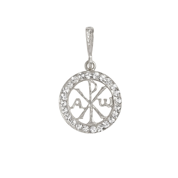 Peace pendant with white Swarovski Crystals