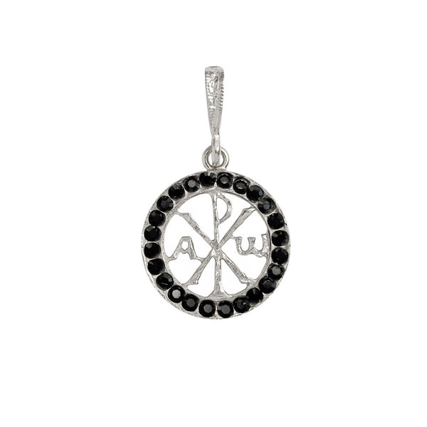 Peace pendant with black Swarovski Crystals