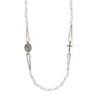 Miraculous and cross pearl necklace