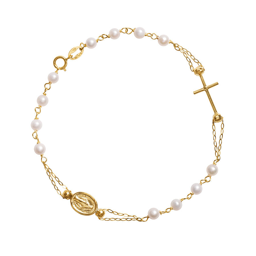 White Gold Rosary Bracelet  MONDO CATTOLICO