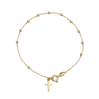 Vermeil silver rosary bracelet with cross charm