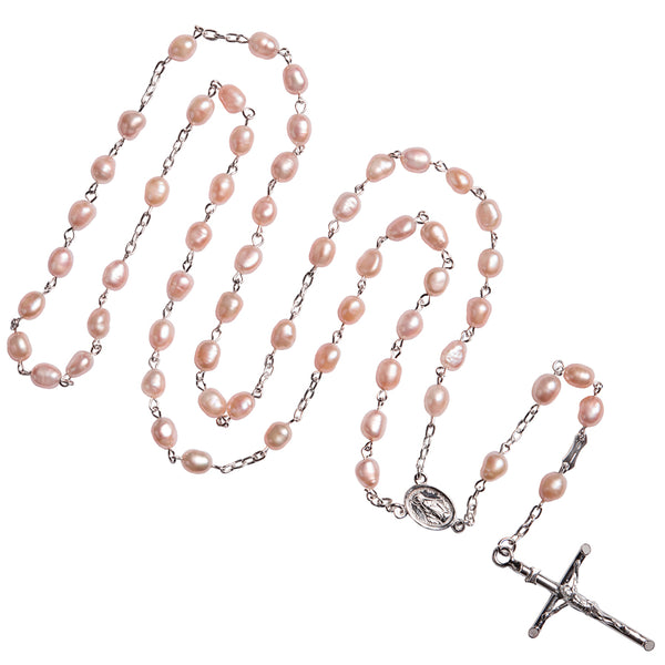 Pink pearl beads rosary