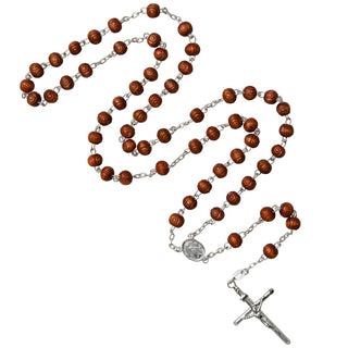 Rosewood beads rosary silver binding