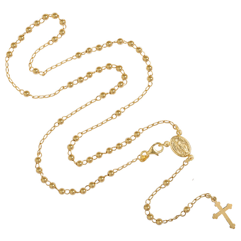 Golden silver rosary necklace with Miraculous Medal