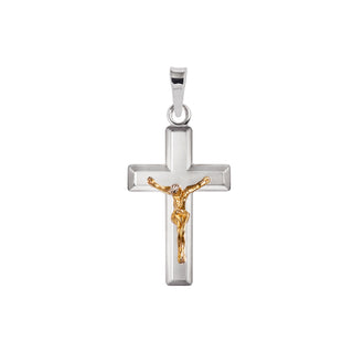 Bicolor silver crucifix pendant
