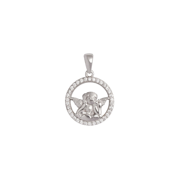 openwork angel pendant with silver and zirconia