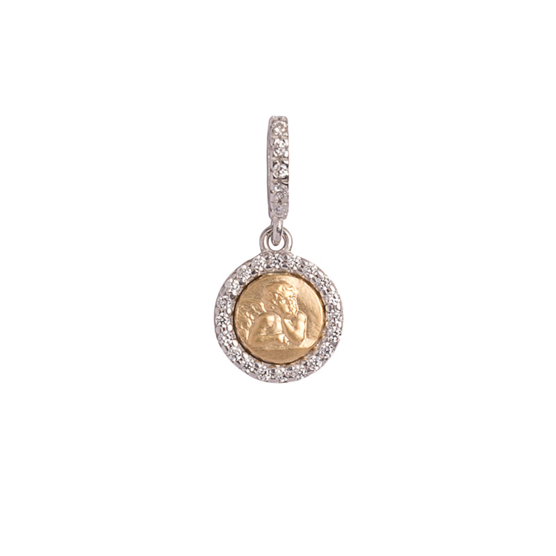 vermeil silver angel pendant with zirconia