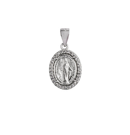 Miraculous medal in sterling silver with zirconia