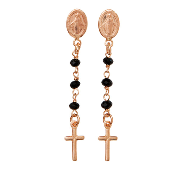 Earrings with black Swarovski-crystal beads