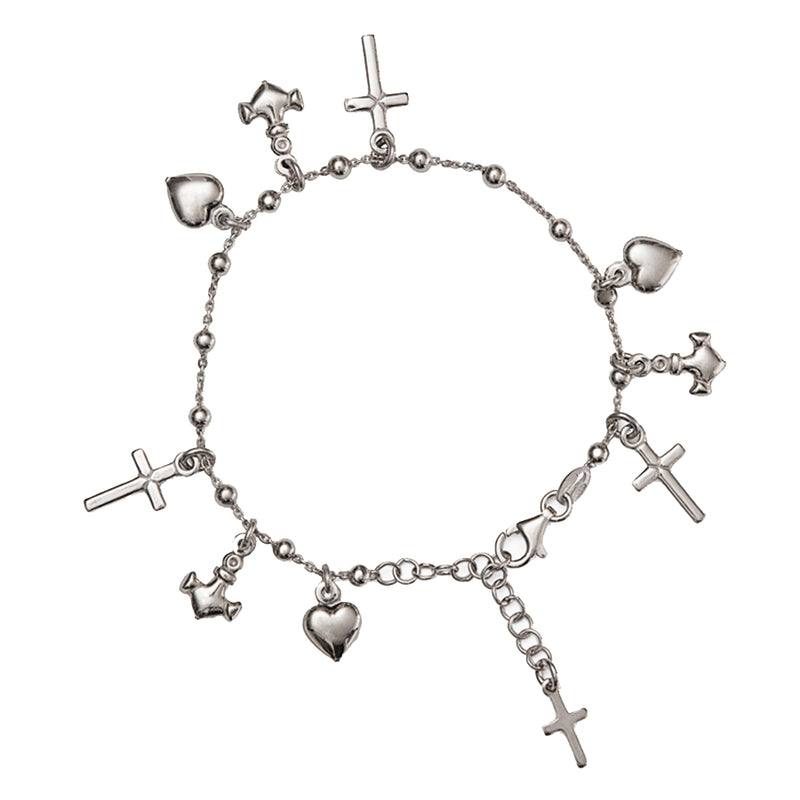 Faith hope and charity sterling silver bracelet