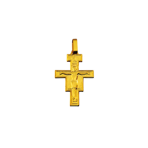 18K yellow gold San Damiano cross pendant