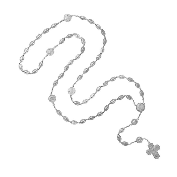 Miraculous and Scapular 18k white gold rosary