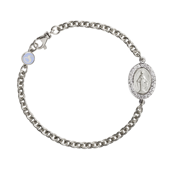 18K white gold and diamonds bracelet with miraculous medal