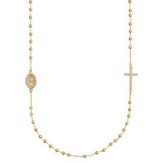 Miraculous and cross vermeil silver necklace