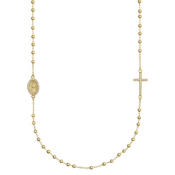 Miraculous and cross vermeil silver necklace
