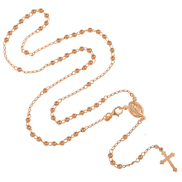 rose silver rosary necklace