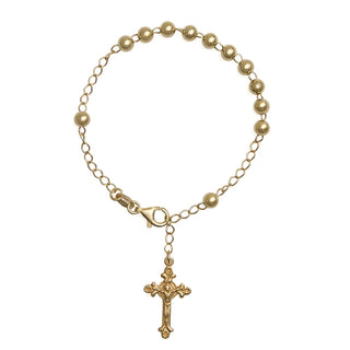 Vermeil silver rosary bracelet with crucifix charm