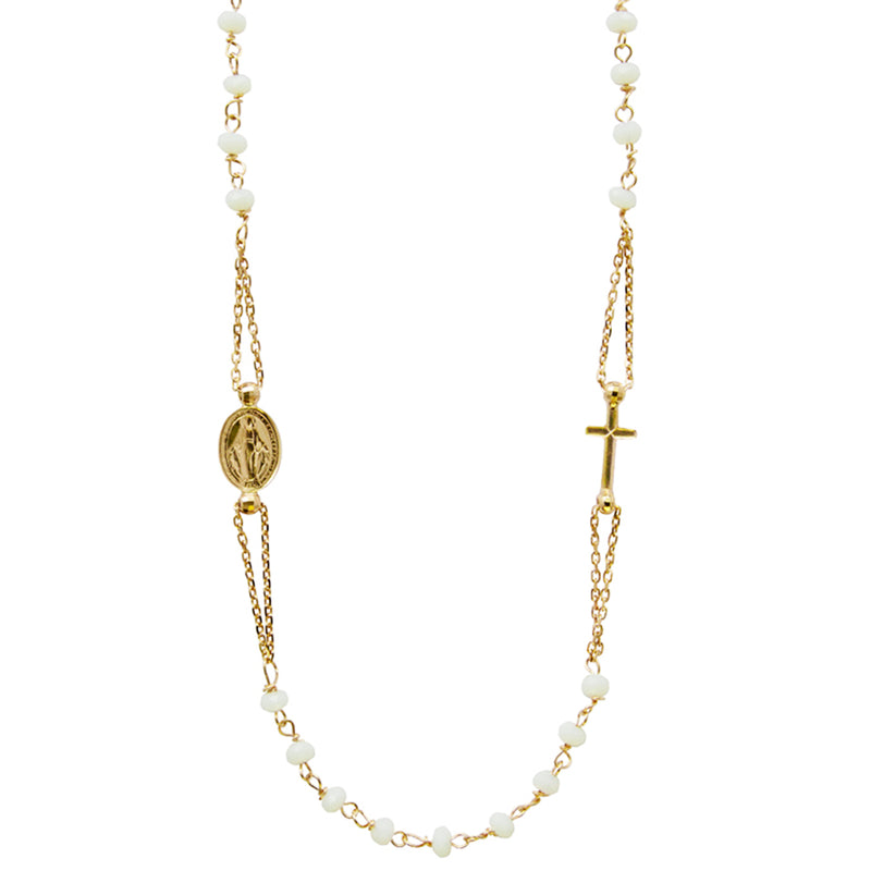 Crystal miraculous and cross necklace