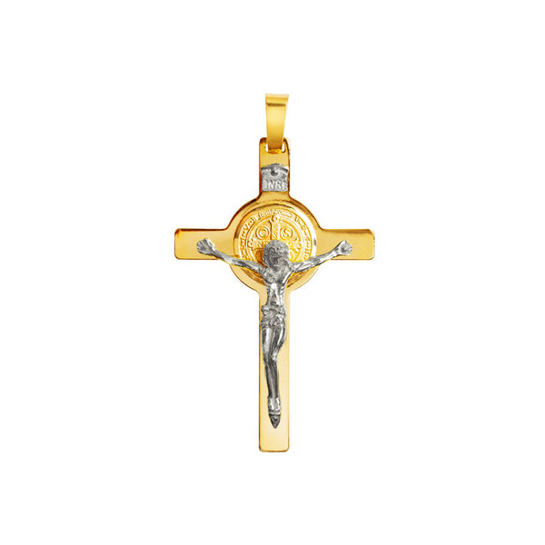 18k gold St Benedict crucifix pendant