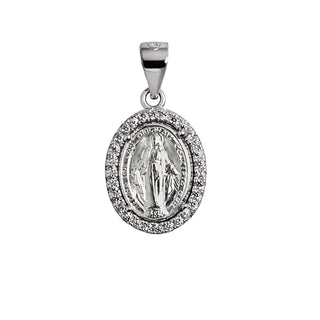 miraculous medal in white gold with diamond
