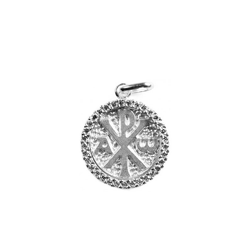 18 Kt white Gold Peace pendant with white Zirconia
