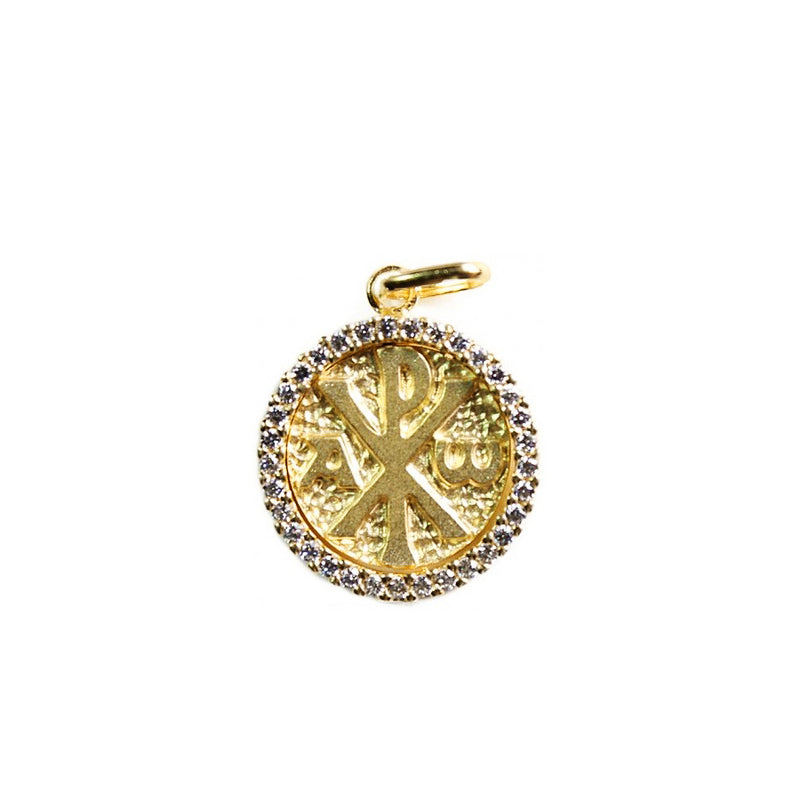 18 Kt Gold Peace pendant with white Zirconia