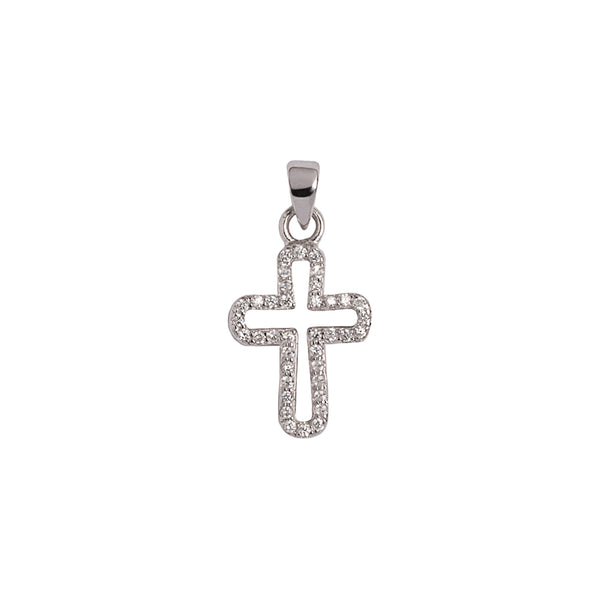 Sterling silver cross pendant with zirconia