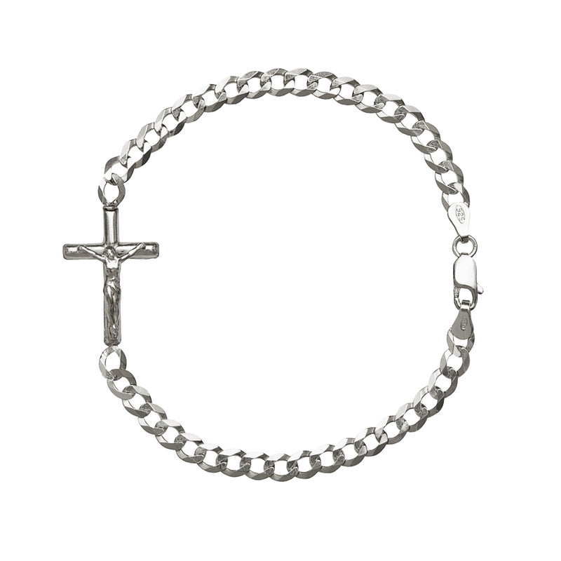 Sterling silver bracelet with sideway crucifix