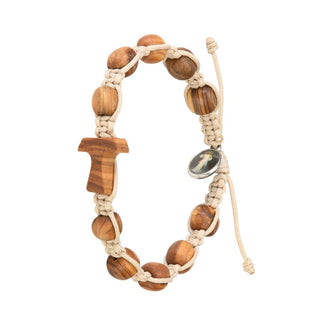 Olive wood Tau cross bracelet