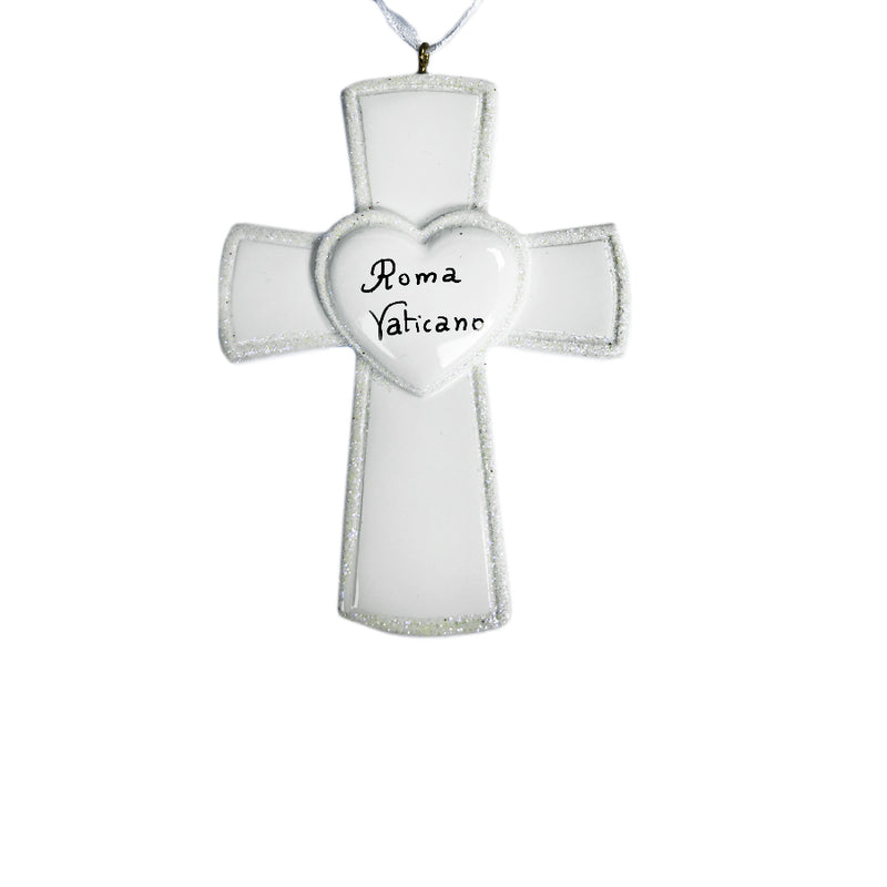 White cross ornament in resin