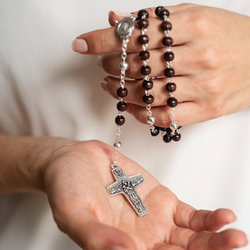 Pope Francis rosary with wooden beads