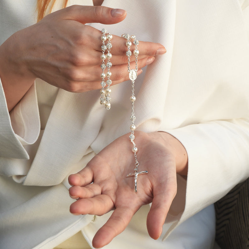Strassball and pearl beads rosary