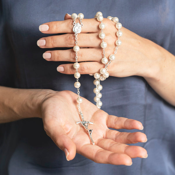 White pearl rosary bead