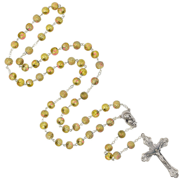 Pink and golden beads rosary