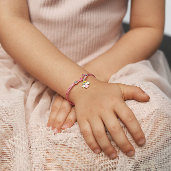 Pink baby girl bracelet with angel charm