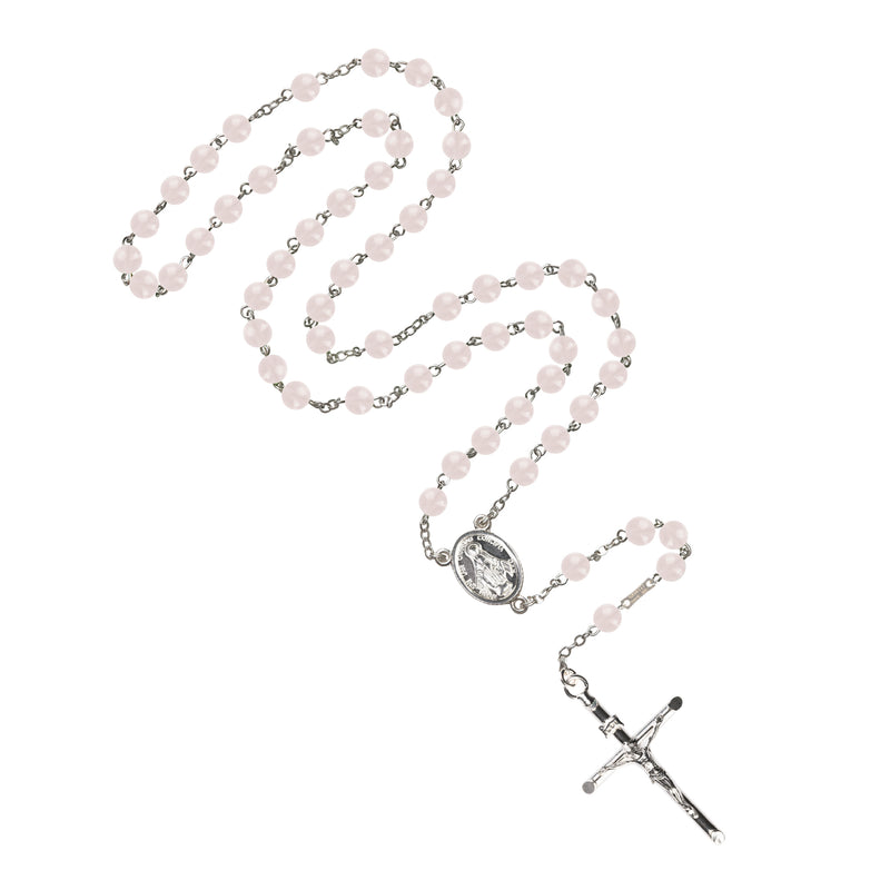 Pink quartz rosary bead