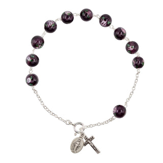 Purple Murano glass rosary bracelet