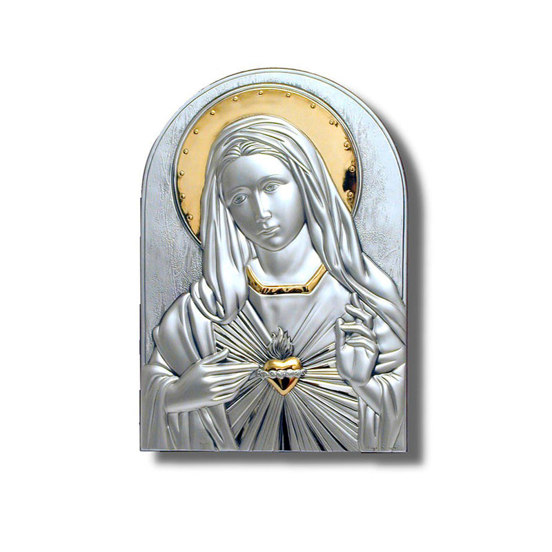 Sacred heart of Mary picture silver